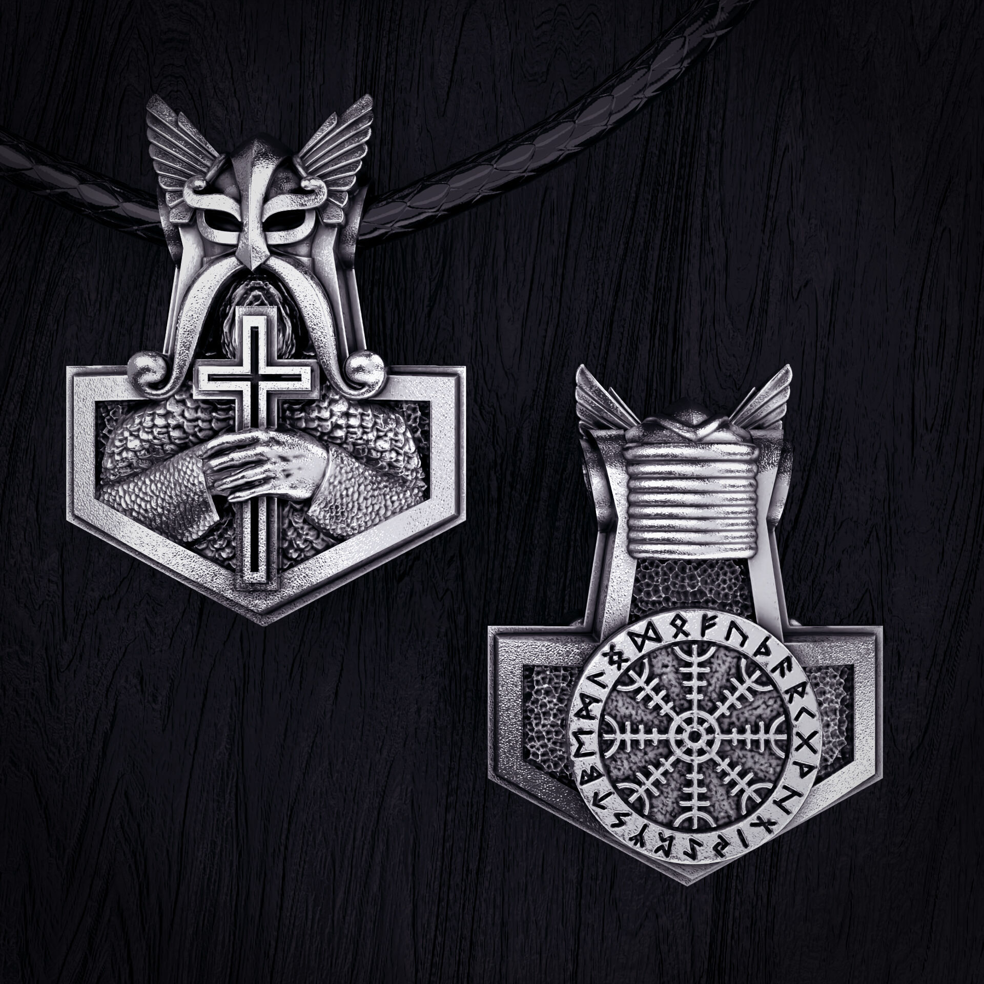 Cross-n-Mjolnir pendant - STL 3D model for 3d printing 3D print model_3