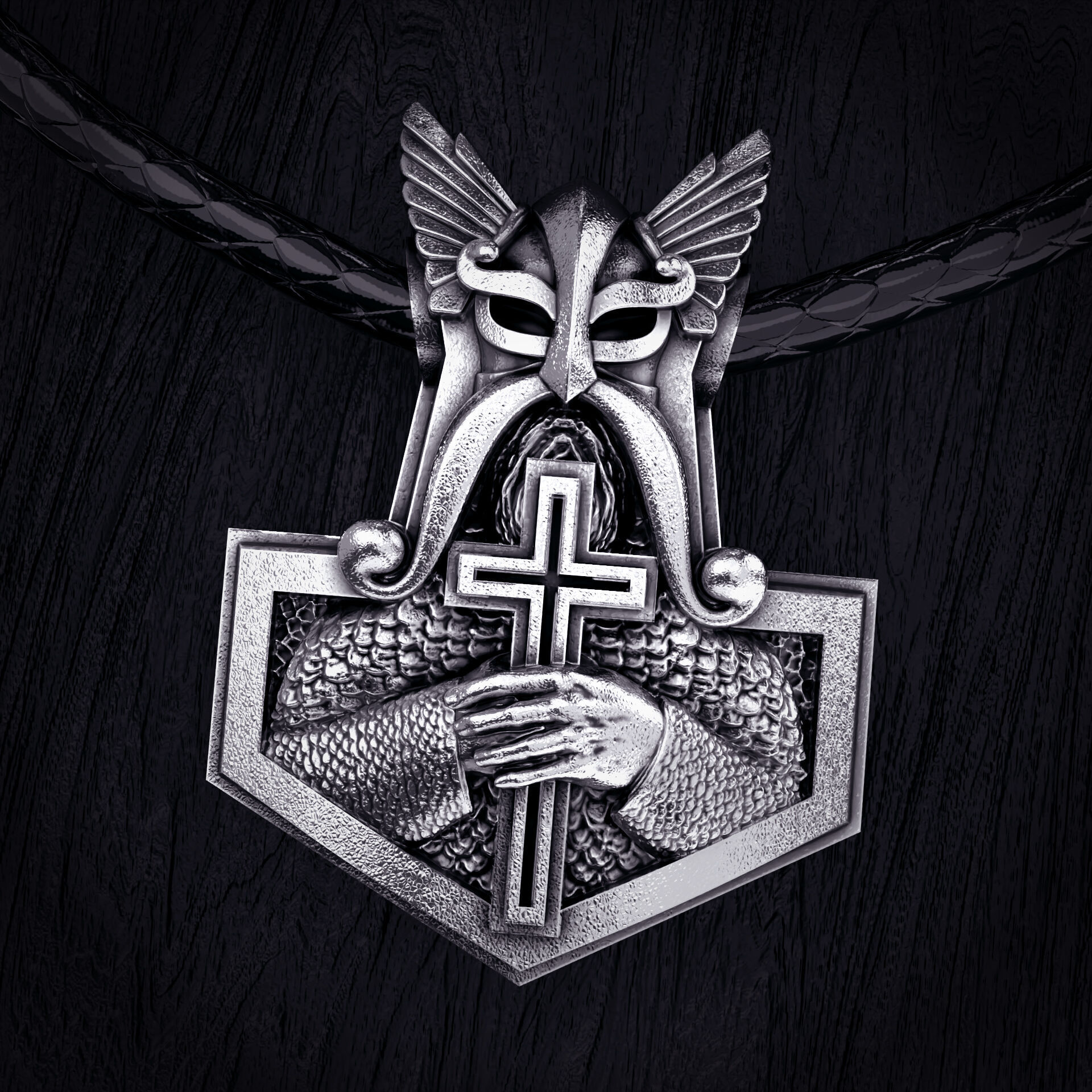 Cross-n-Mjolnir pendant - STL 3D model for 3d printing 3D print model_2