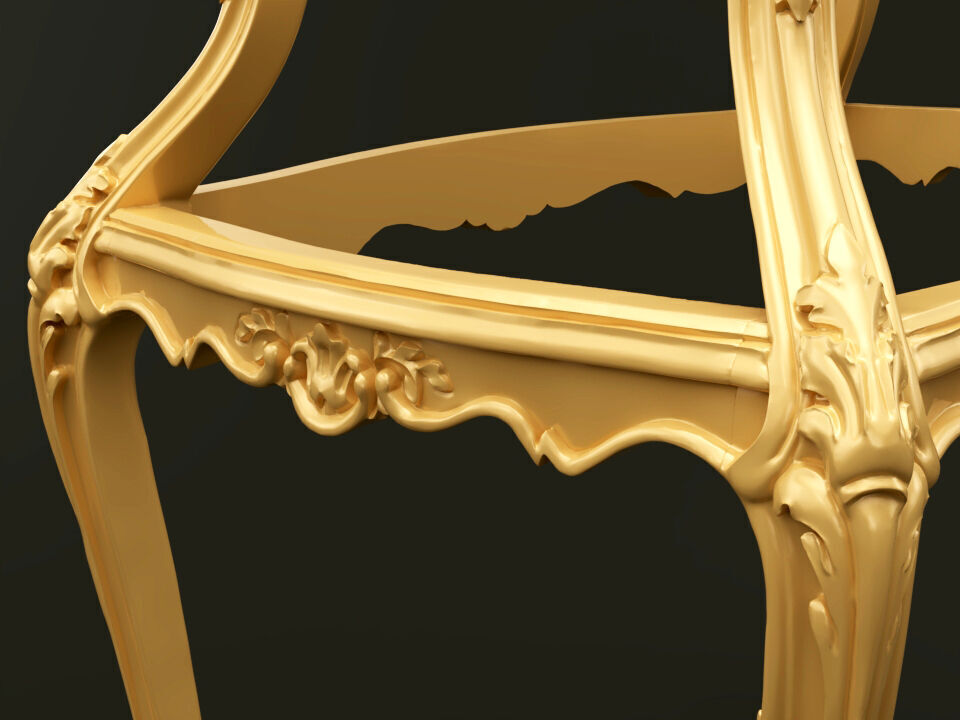 Classic Baroque Style Wooden Table Base for CNC 3D model_2