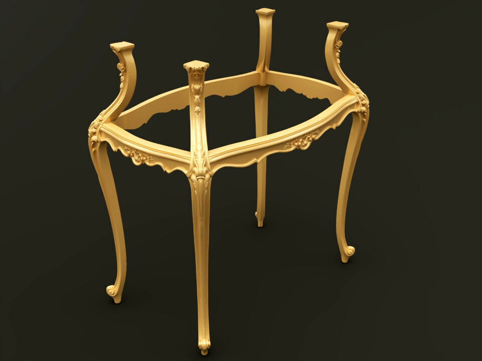 Classic Baroque Style Wooden Table Base for CNC 3D model_7