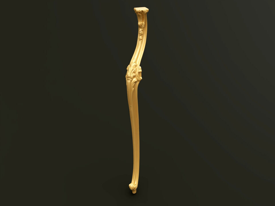 Classic Baroque Style Wooden Table Base for CNC 3D model_3