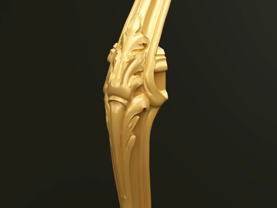Classic Baroque Style Wooden Table Base for CNC 3D model_4