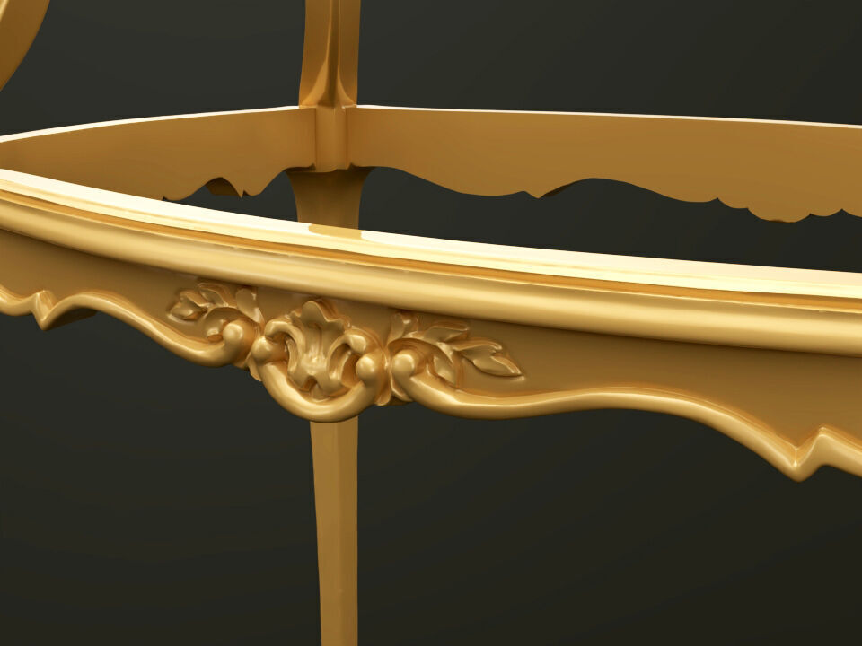 Classic Baroque Style Wooden Table Base for CNC 3D model_1