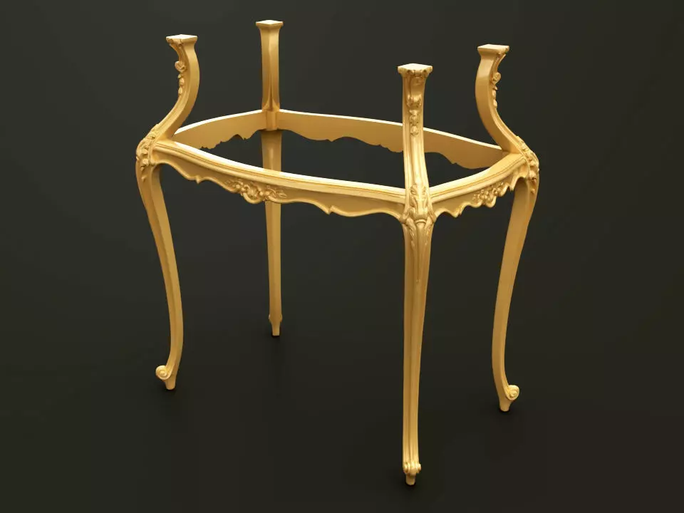 Classic Baroque Style Wooden Table Base for CNC 3D model_0