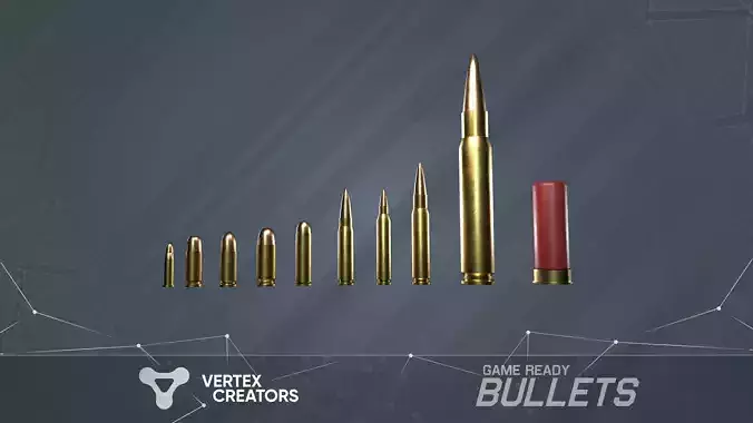 Game ready - Bullets pack Low-poly 3D model