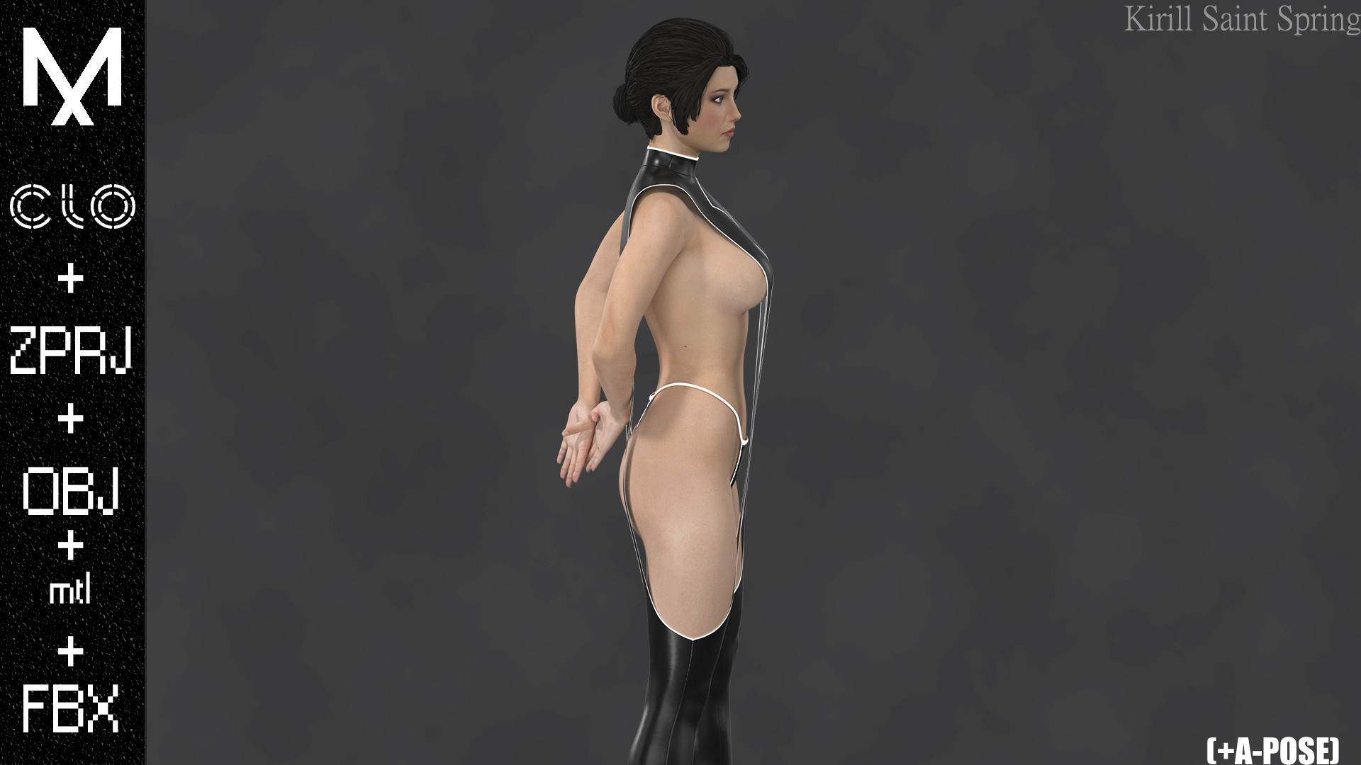 Female Outfit Marvelous designer Clo3d OBJ mtl FBX ZPRJ 3D model_8