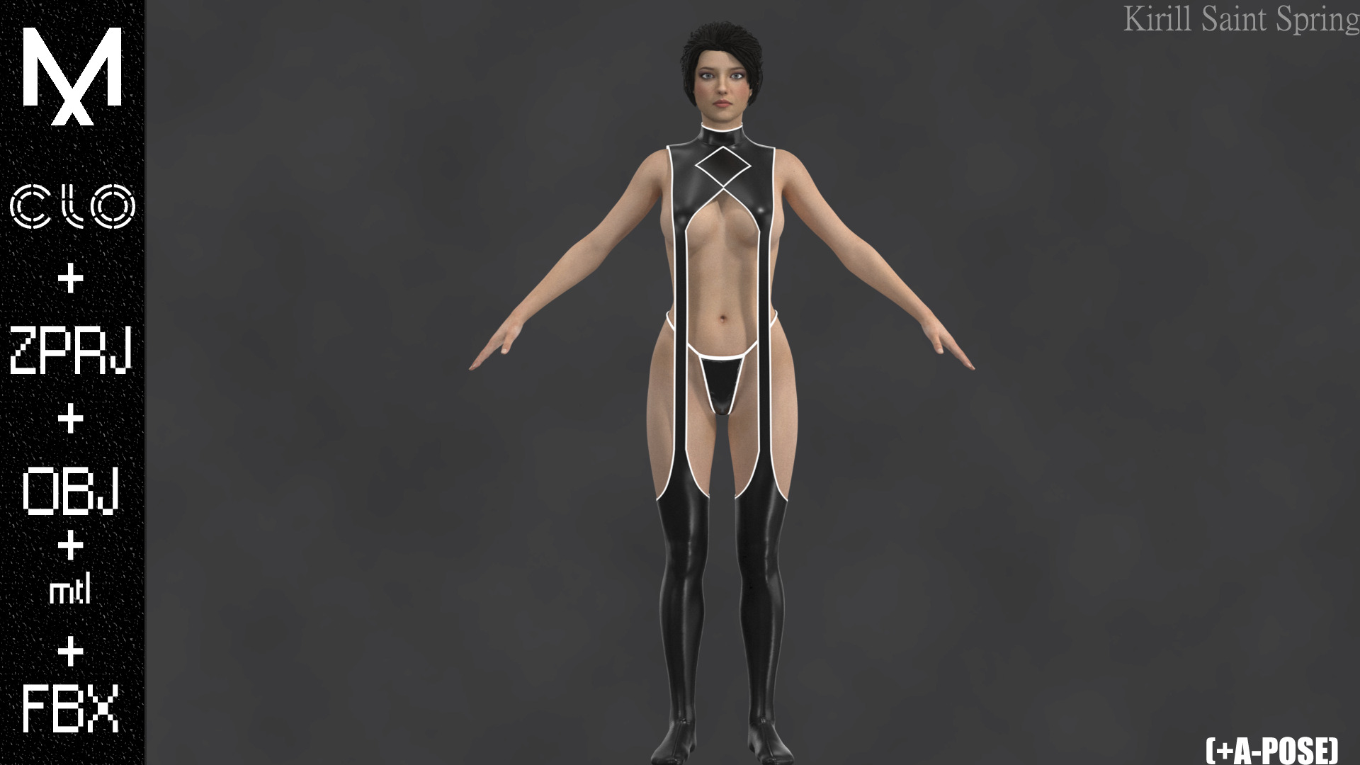 Female Outfit Marvelous designer Clo3d OBJ mtl FBX ZPRJ 3D model_3