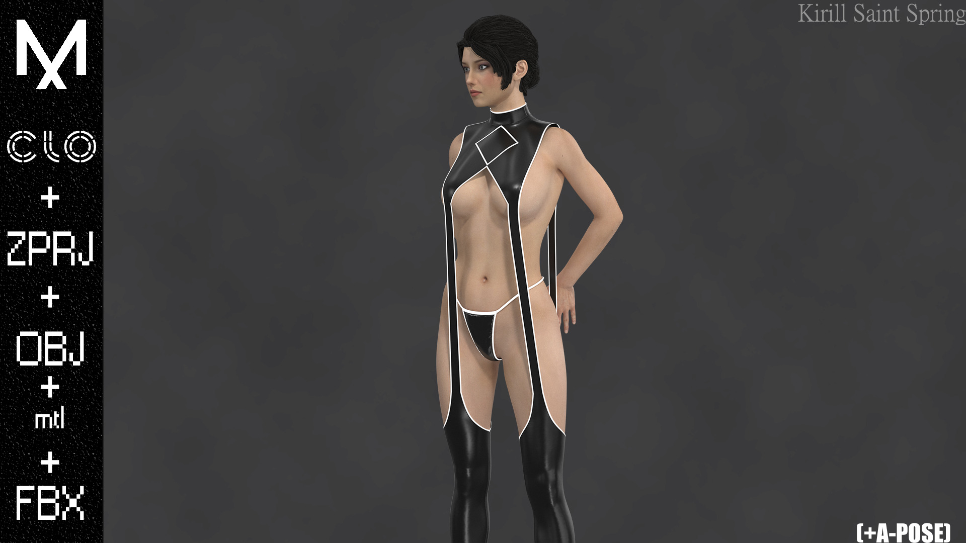 Female Outfit Marvelous designer Clo3d OBJ mtl FBX ZPRJ 3D model_6