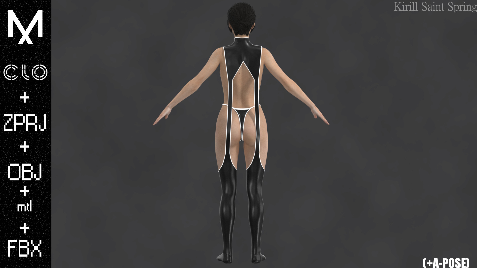 Female Outfit Marvelous designer Clo3d OBJ mtl FBX ZPRJ 3D model_9