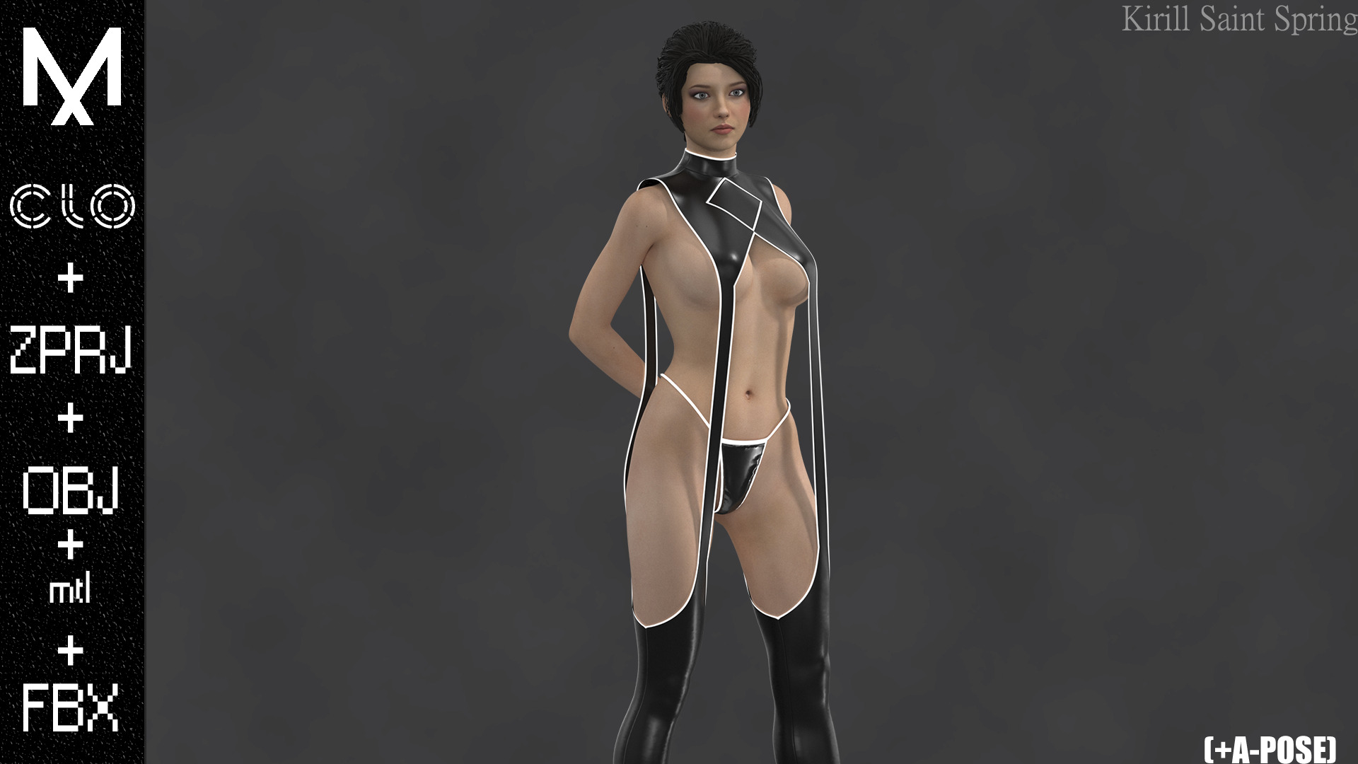 Female Outfit Marvelous designer Clo3d OBJ mtl FBX ZPRJ 3D model_5