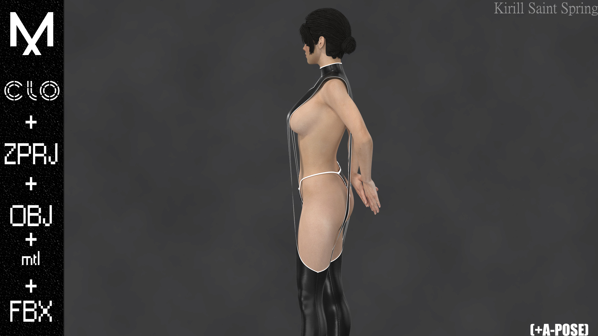 Female Outfit Marvelous designer Clo3d OBJ mtl FBX ZPRJ 3D model_7