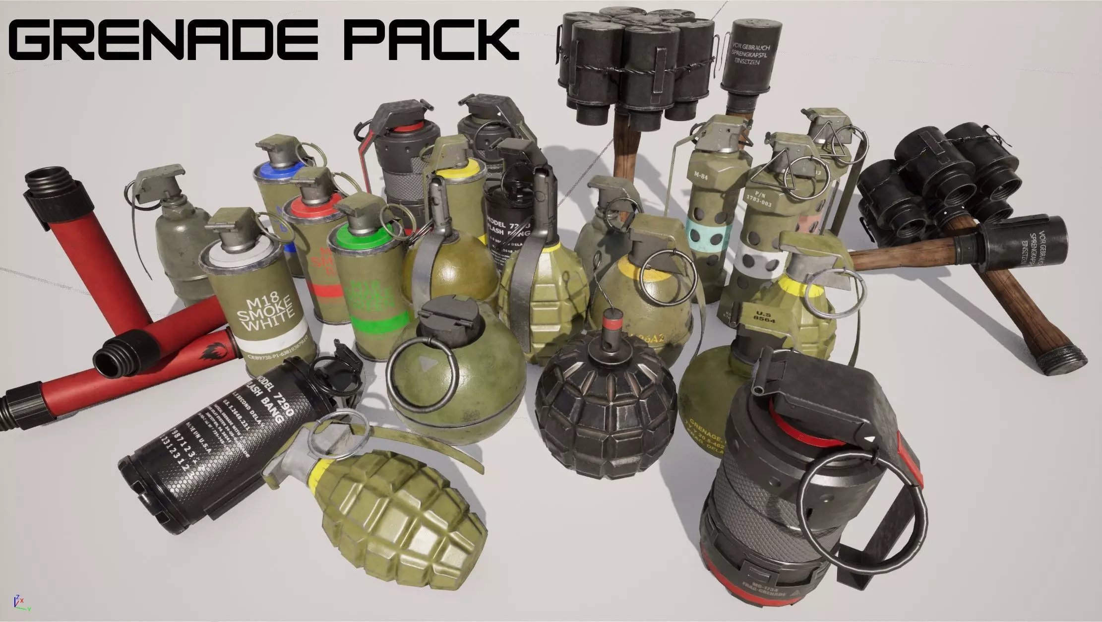 Grenade Pack Low-poly 3D model