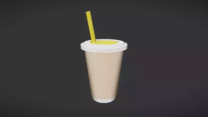 A disposable coffee cup with straw