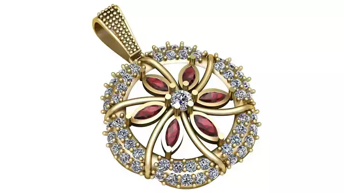 FLOWER RUBY PENDANT 3D PRINTABLE MODEL 