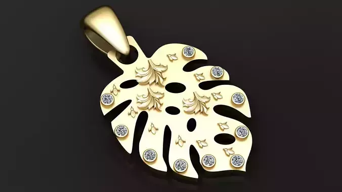 GOLDEN LEAF PENDANT 3D PRINTABLE MODEL