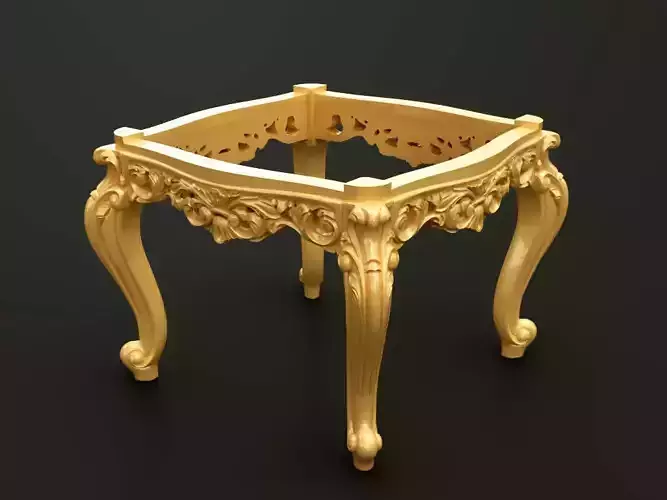 Classic Baroque Style Wooden pouffe Base for CNC