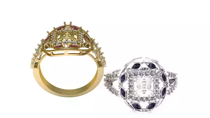 FANCY ENGAGEMENT RING 3D PRINTABLE MODEL  3D print model