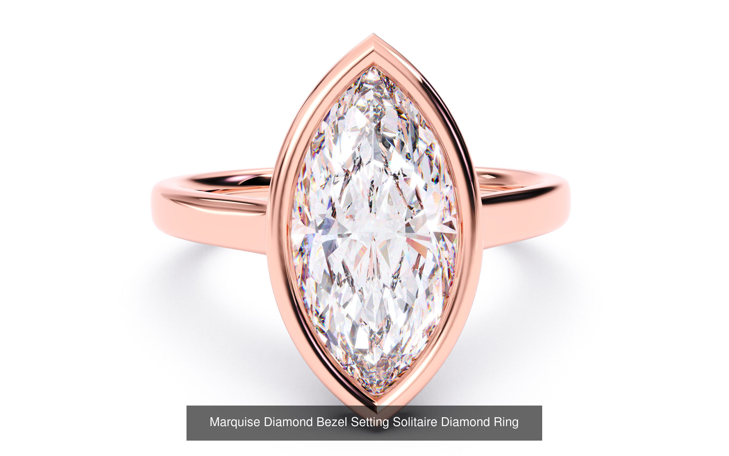 10 Diamond Shapes in Bezel Setting Solitaire rings 3D Model Collection_2