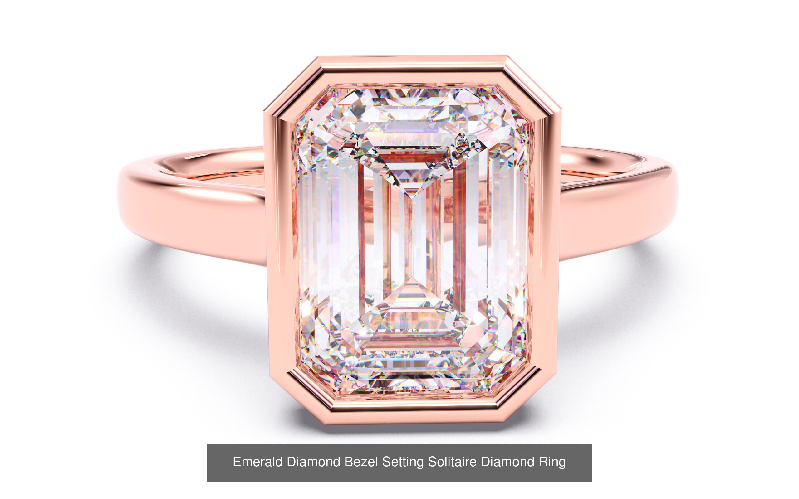 10 Diamond Shapes in Bezel Setting Solitaire rings 3D Model Collection_8