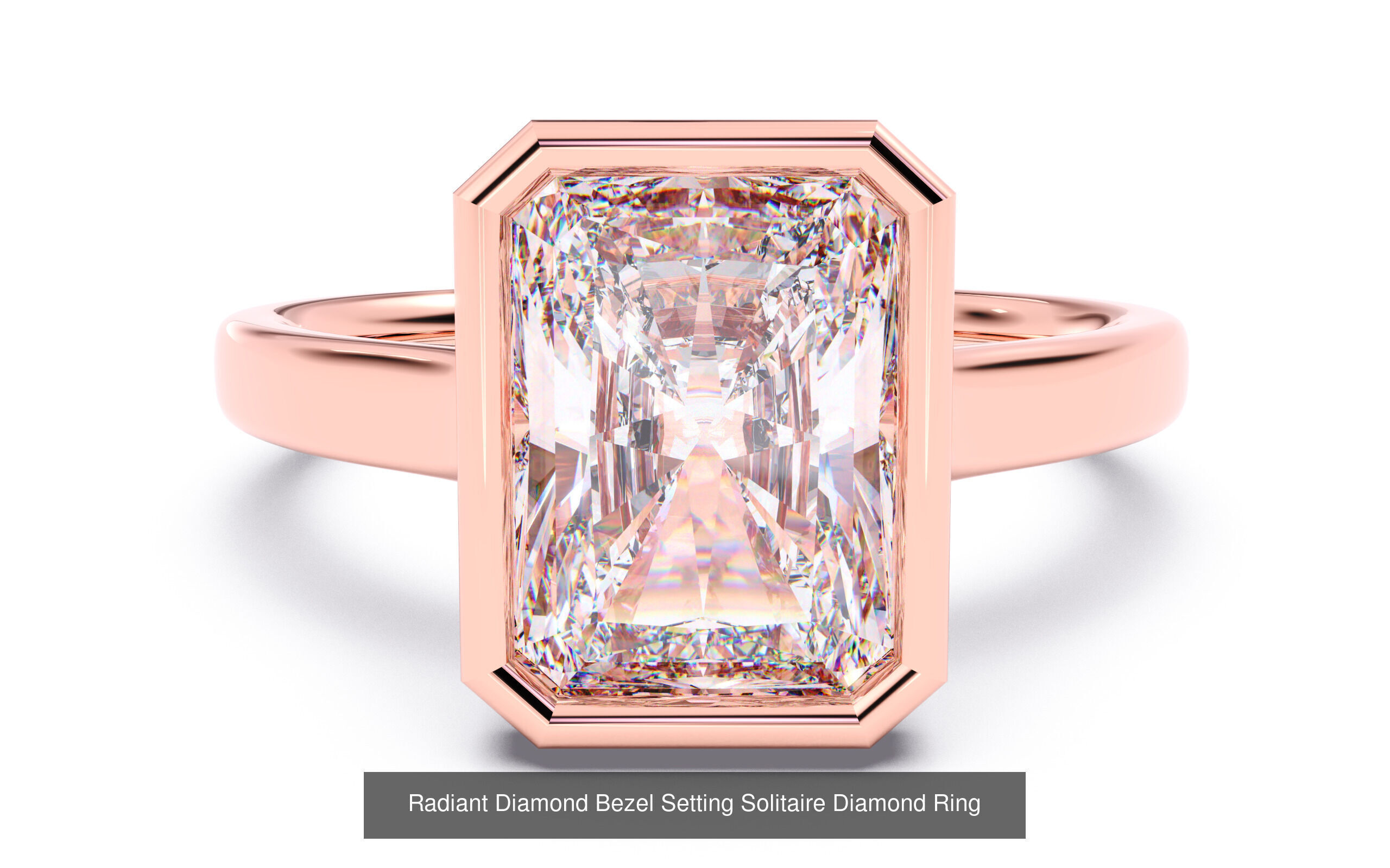 10 Diamond Shapes in Bezel Setting Solitaire rings 3D Model Collection_6