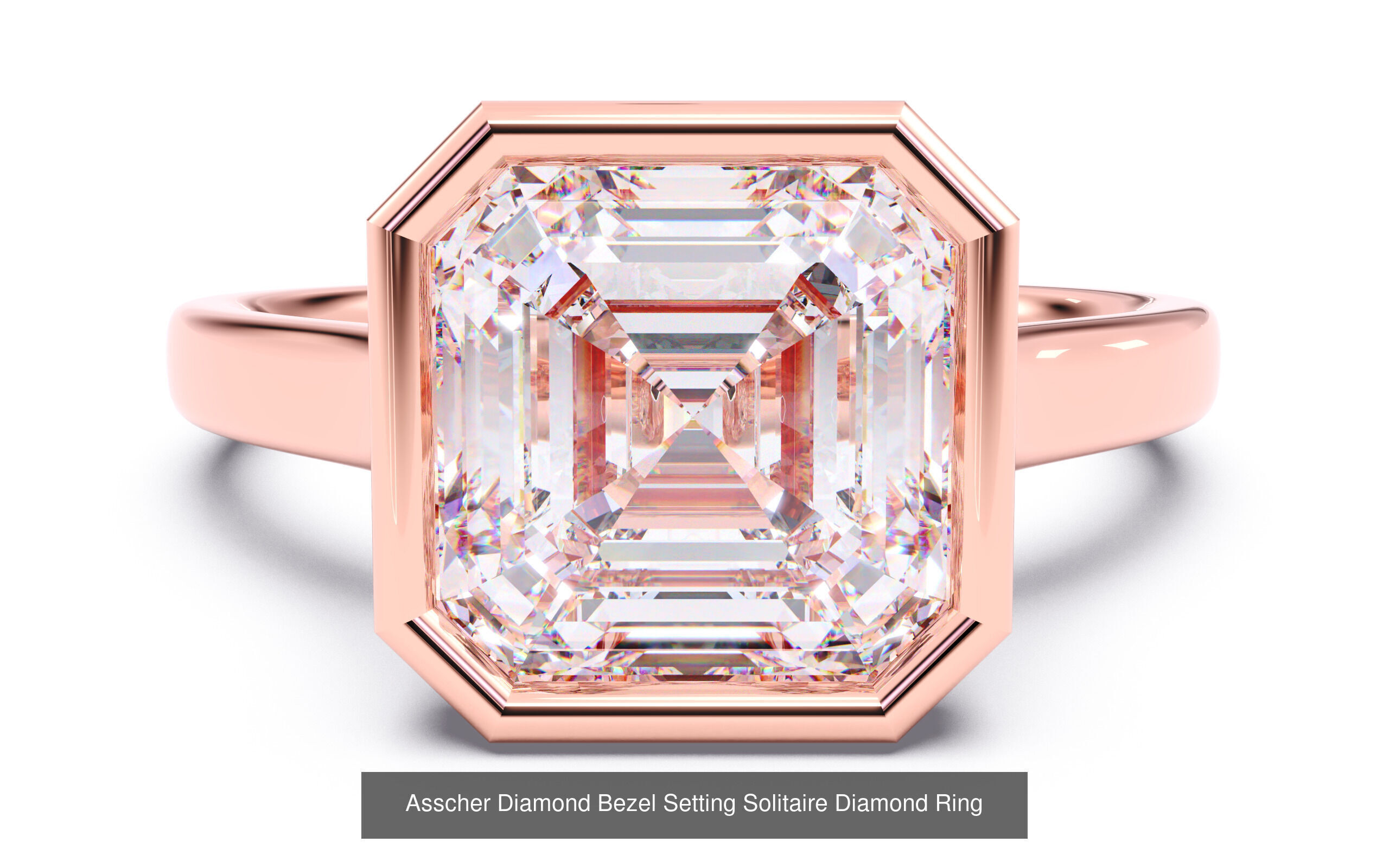 10 Diamond Shapes in Bezel Setting Solitaire rings 3D Model Collection_10