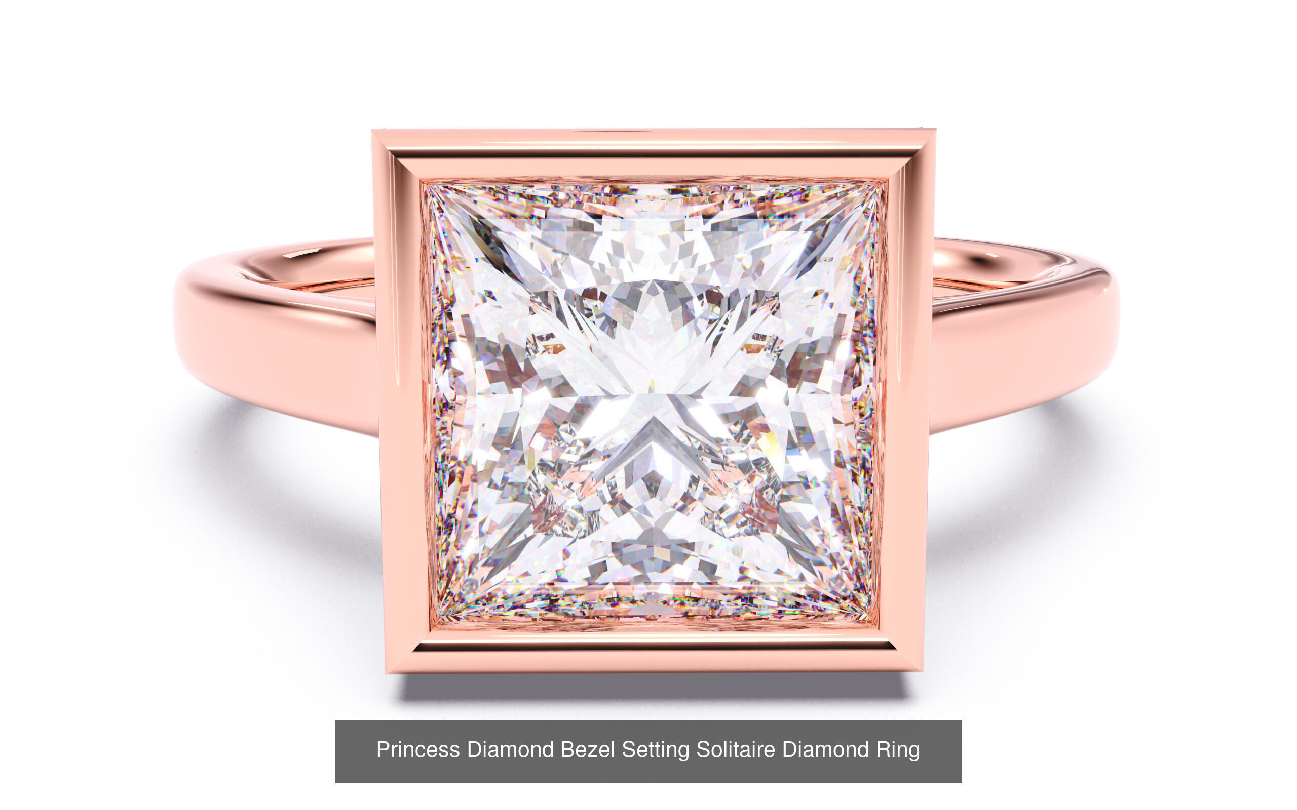 10 Diamond Shapes in Bezel Setting Solitaire rings 3D Model Collection_1