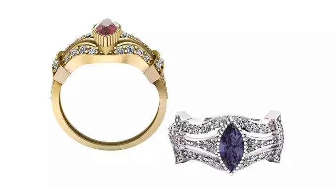 BLUE UNIQUE RING 3D PRINTABLE MODLE 