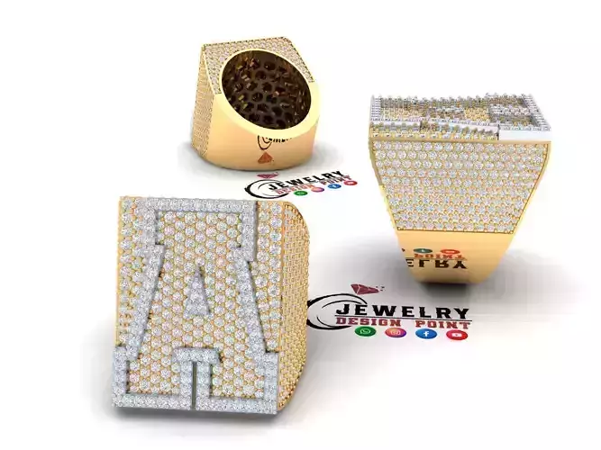 Custom Initial A to Z Letter Diamond Ring -  Alphabet Rings