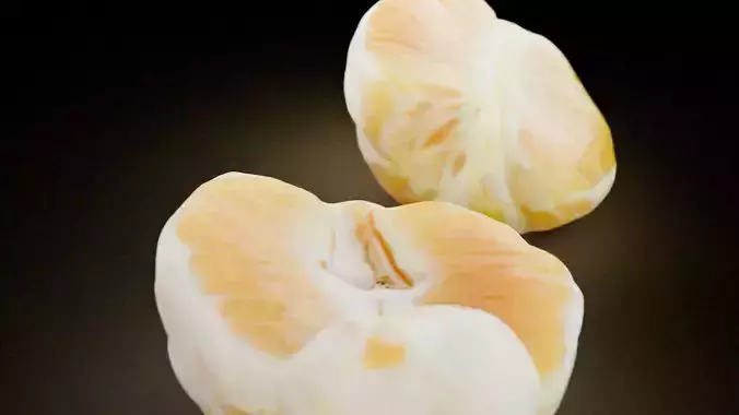Two peeled Orange fruit halfs in 4k PBR