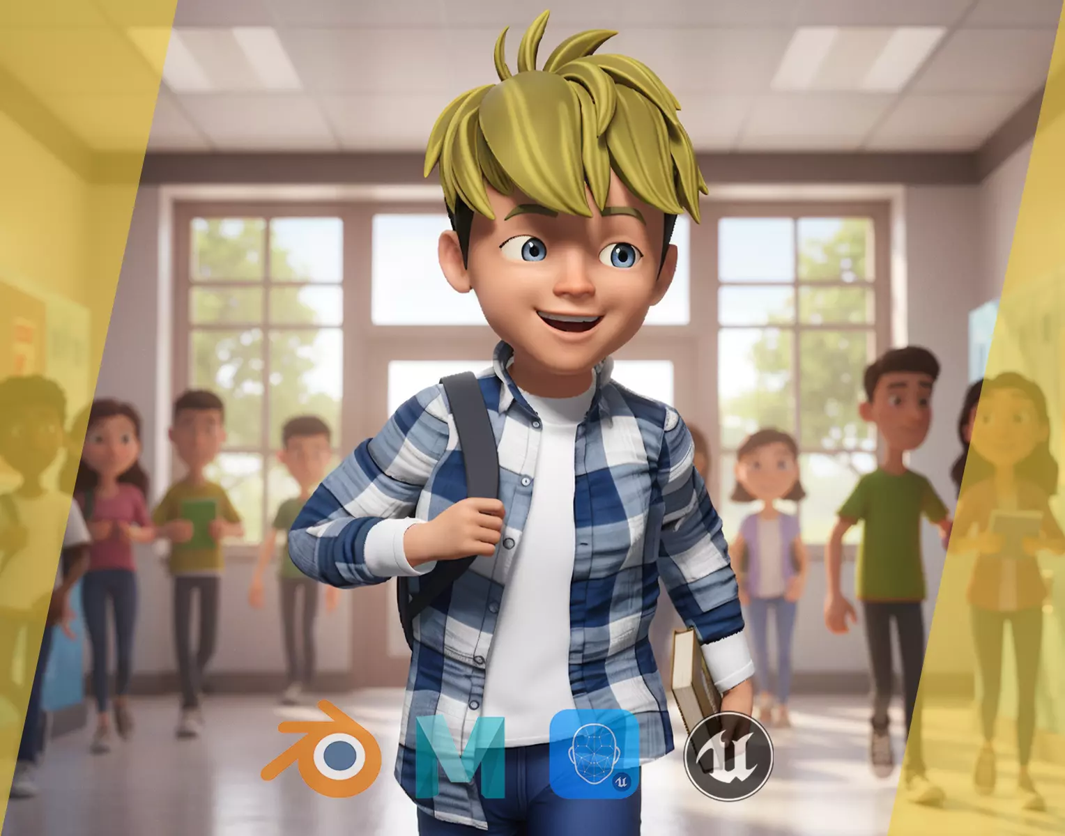 Charming Rigged Stylized 3D Boy Character Game and film Ready Low-poly 3D model_0