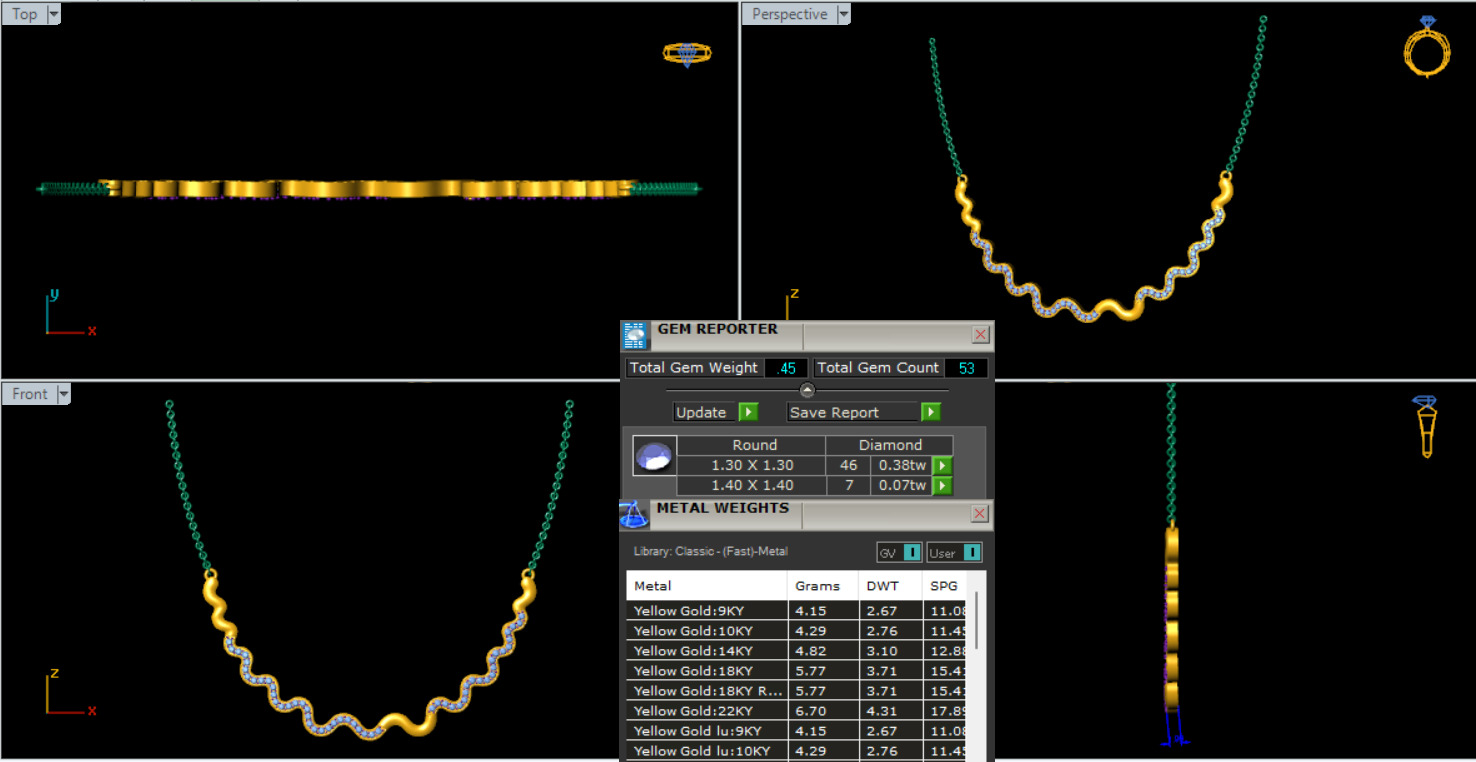 Diamond Necklace 360 animation renders 3dm stl details 3D print model_4