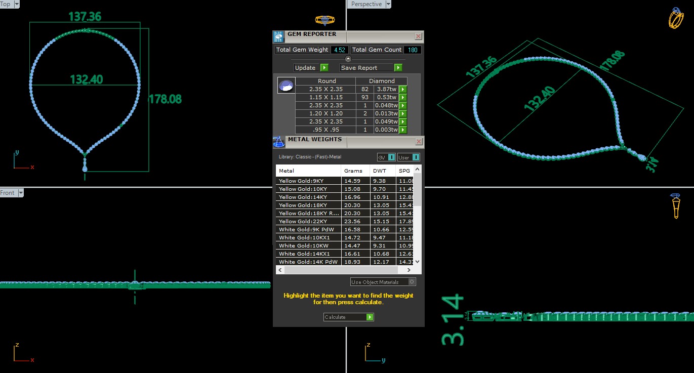 Diamond Necklace 360 animation renders 3dm stl details 3D print model_1