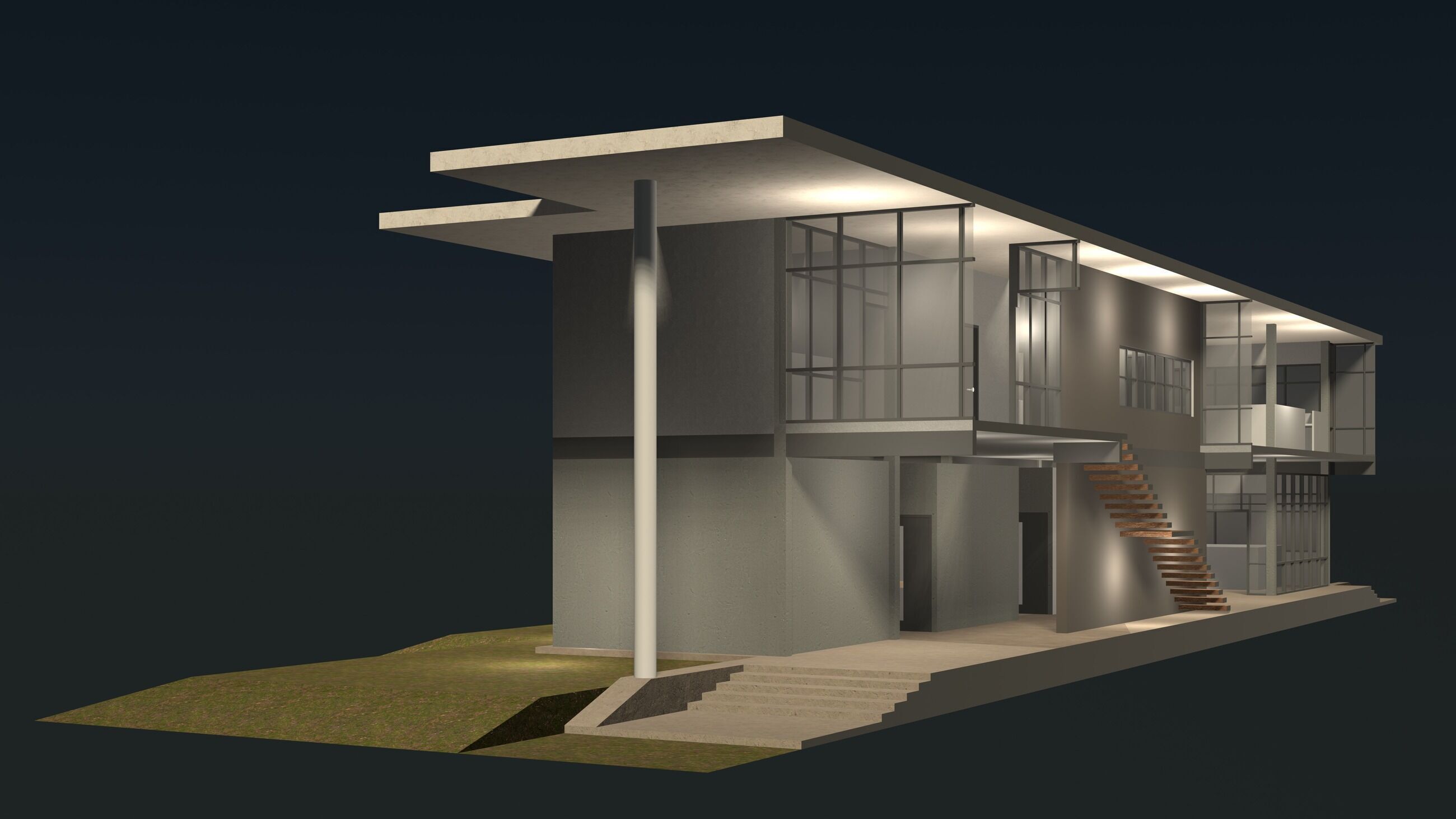 Office in section cut 25-11 3D model_2