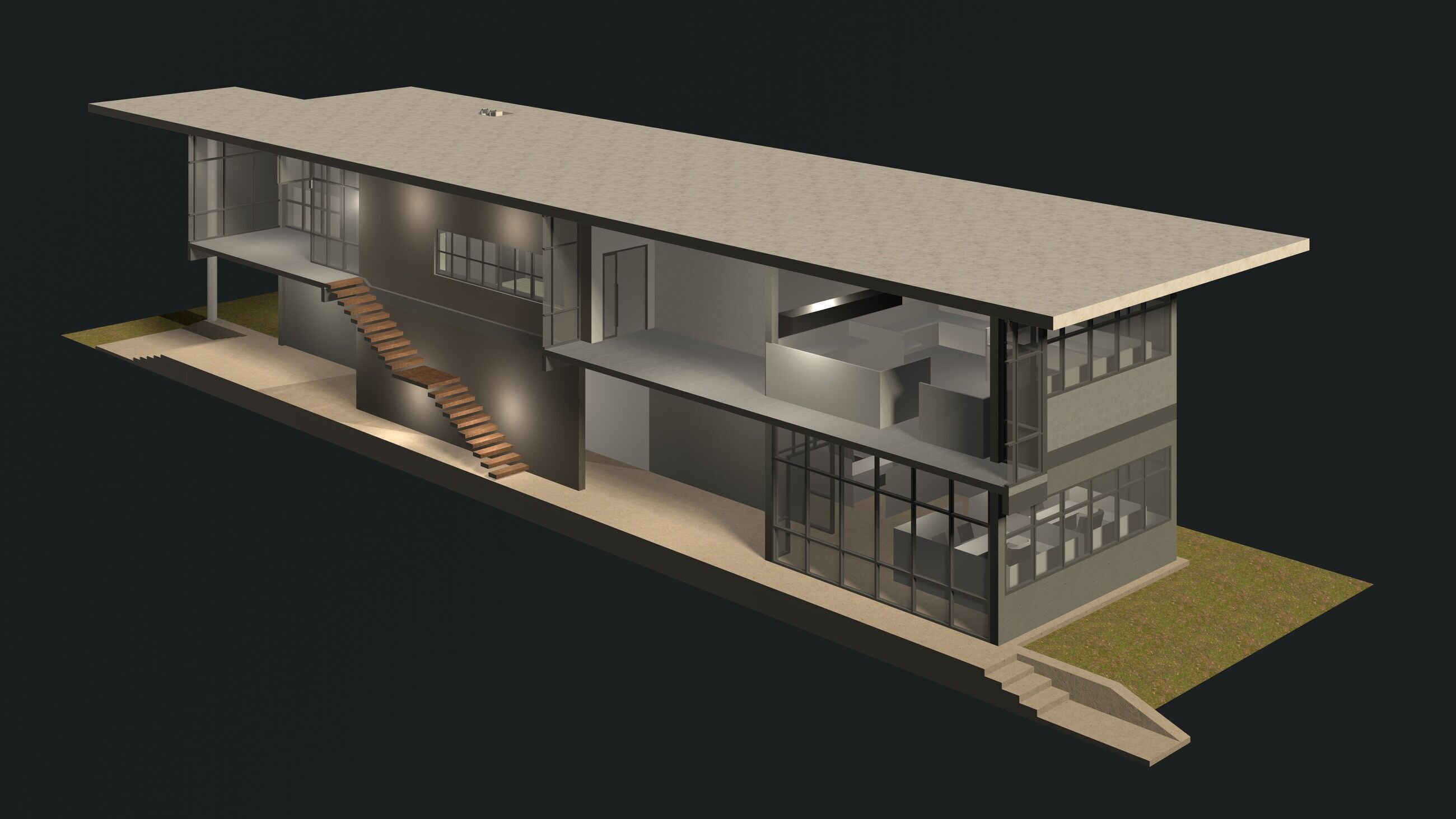 Office in section cut 25-11 3D model_3