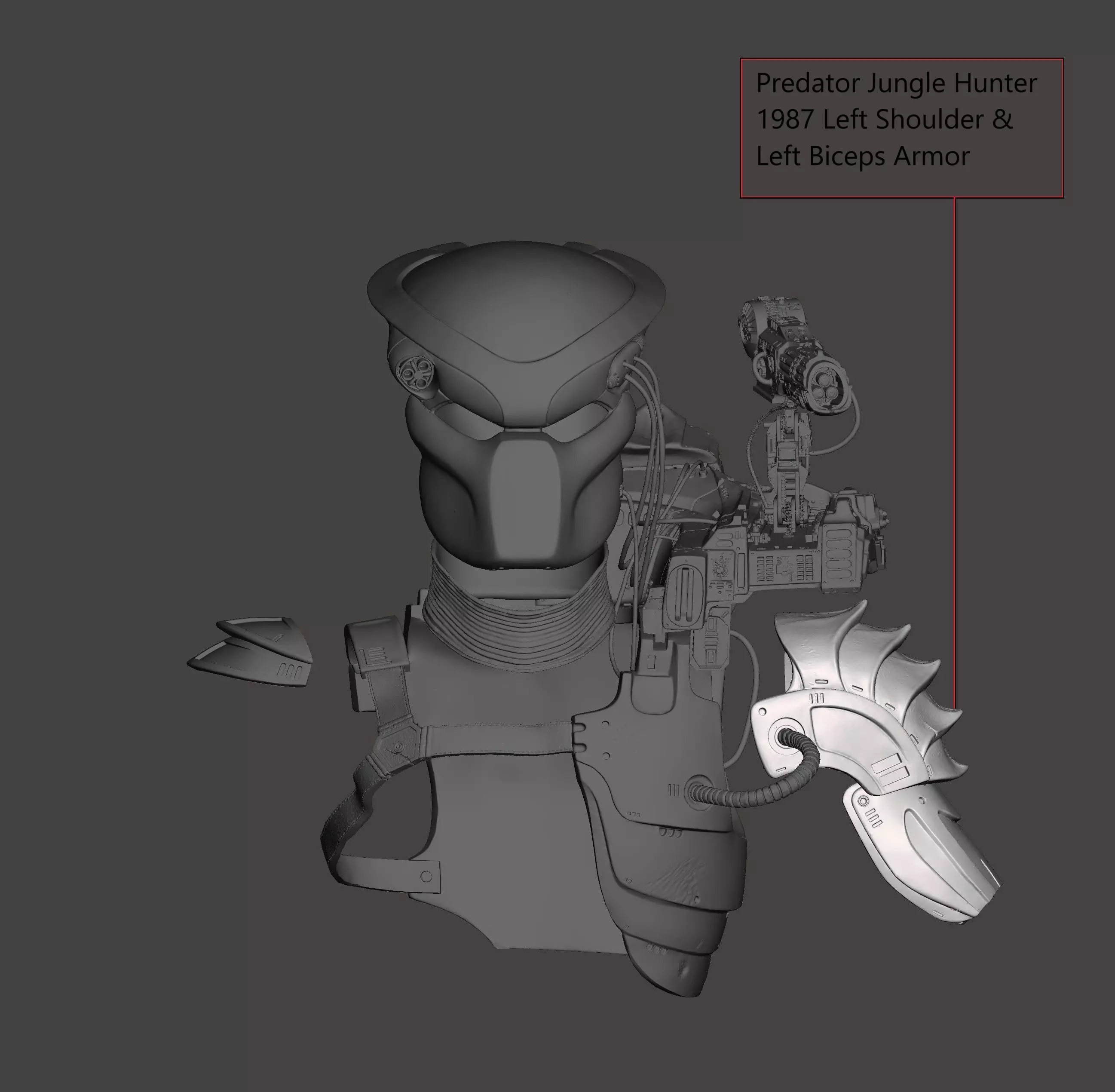 Predator 1987 Left Shoulder with Left Biceps Armor 3D print model_0