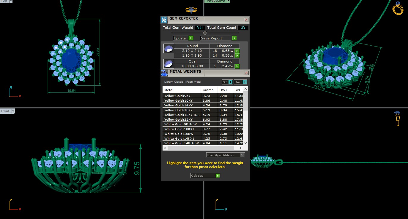 Diamond Necklace 360 animation renders 3dm stl details 3D print model_1