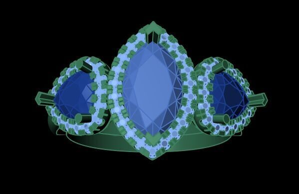 Three Diamond Ring 37 3D print model_7