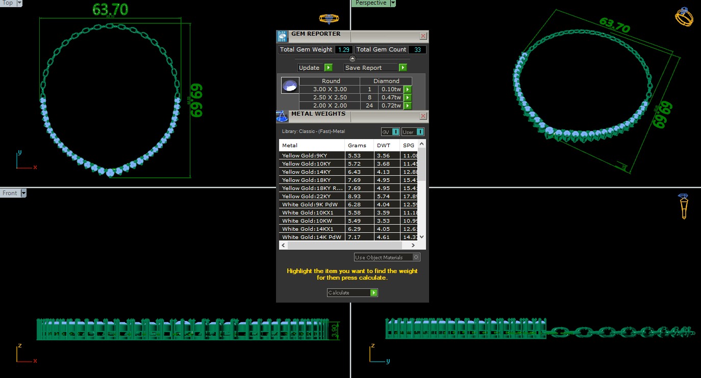 Diamond Necklace 360 animation renders 3dm stl details 3D print model_1
