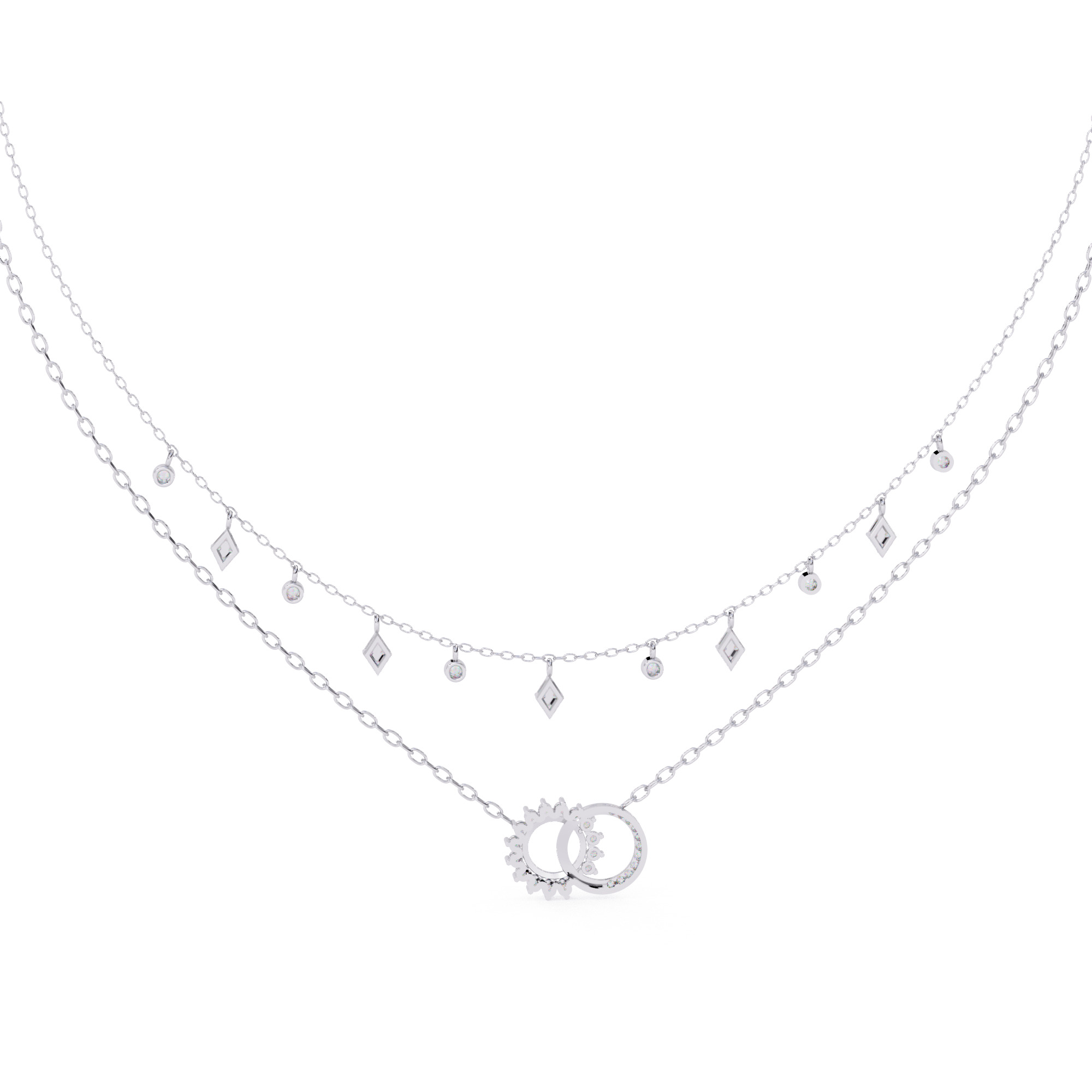 Diamond Necklace 360 animation renders 3dm stl details 3D print model_7