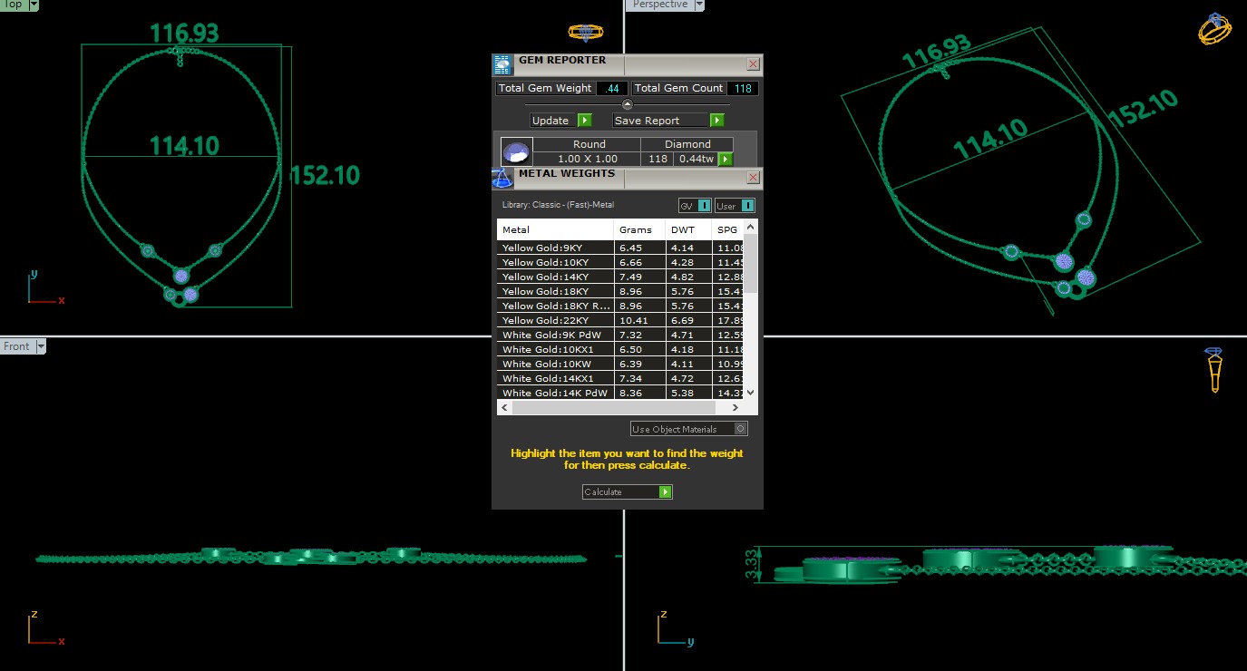 Diamond Necklace 360 animation renders 3dm stl details 3D print model_1