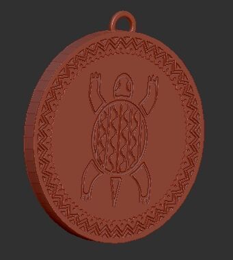 Modelado medallon tortuga inca 3D model_1