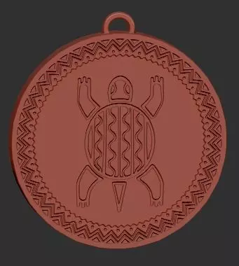 Modelado medallon tortuga inca 3D model_0