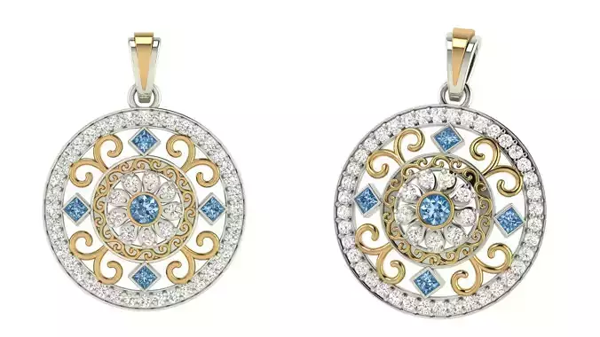 Round Filigree Solitaire Pendant