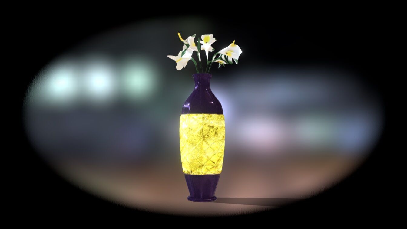 Vase with flowers Low-poly 3D model_1