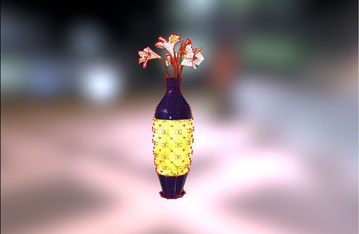 Vase with flowers Low-poly 3D model_4
