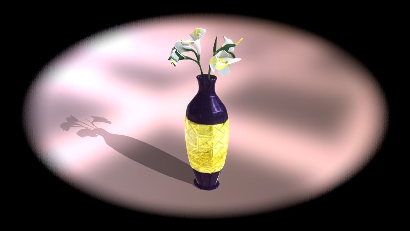 Vase with flowers Low-poly 3D model_10