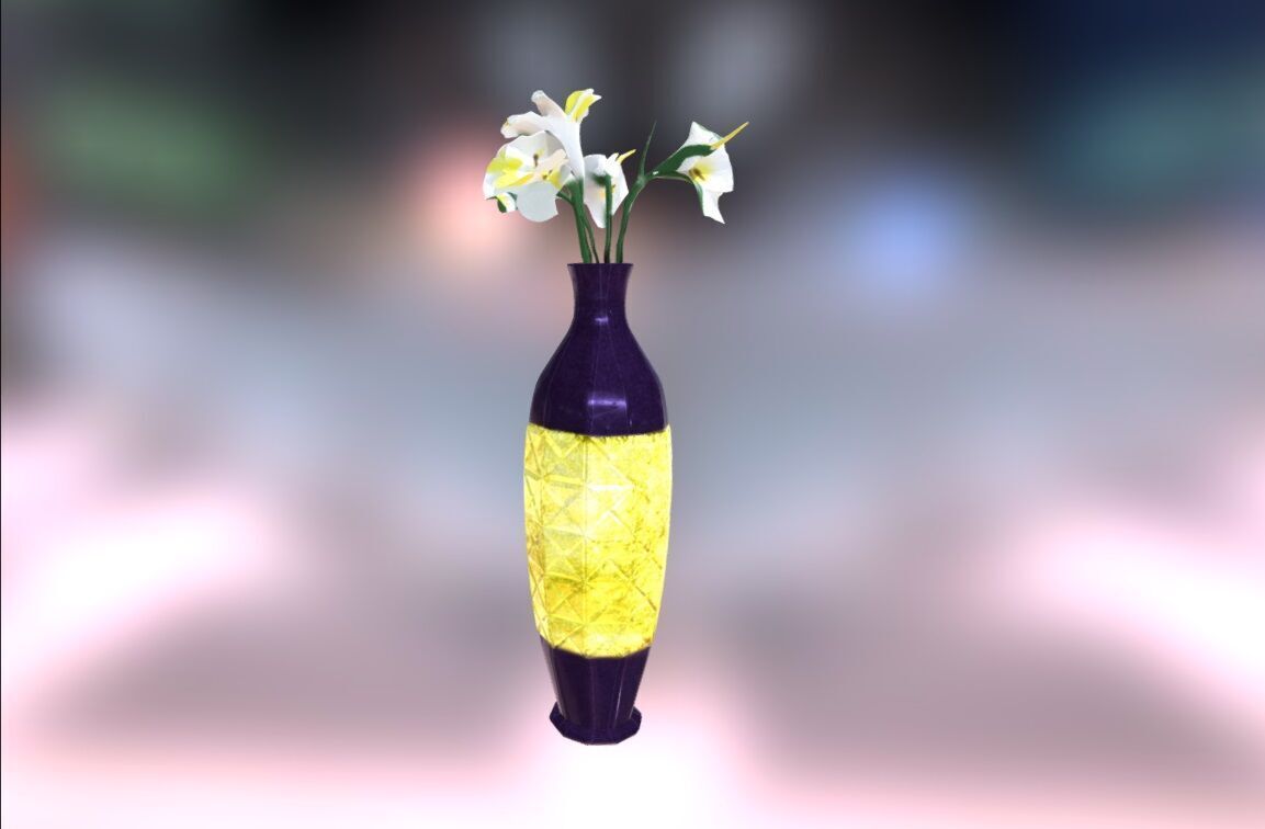 Vase with flowers Low-poly 3D model_6