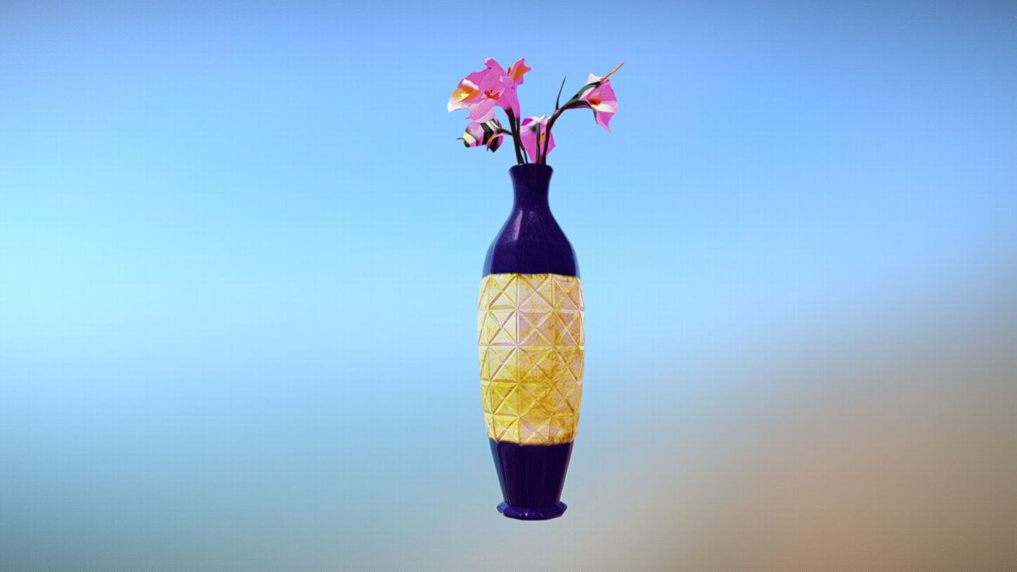 Vase with flowers Low-poly 3D model_13