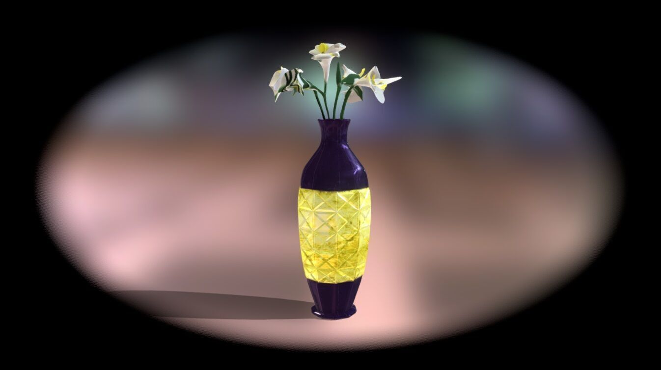Vase with flowers Low-poly 3D model_9