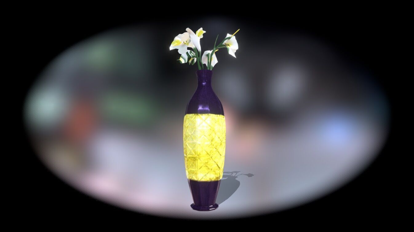 Vase with flowers Low-poly 3D model_7